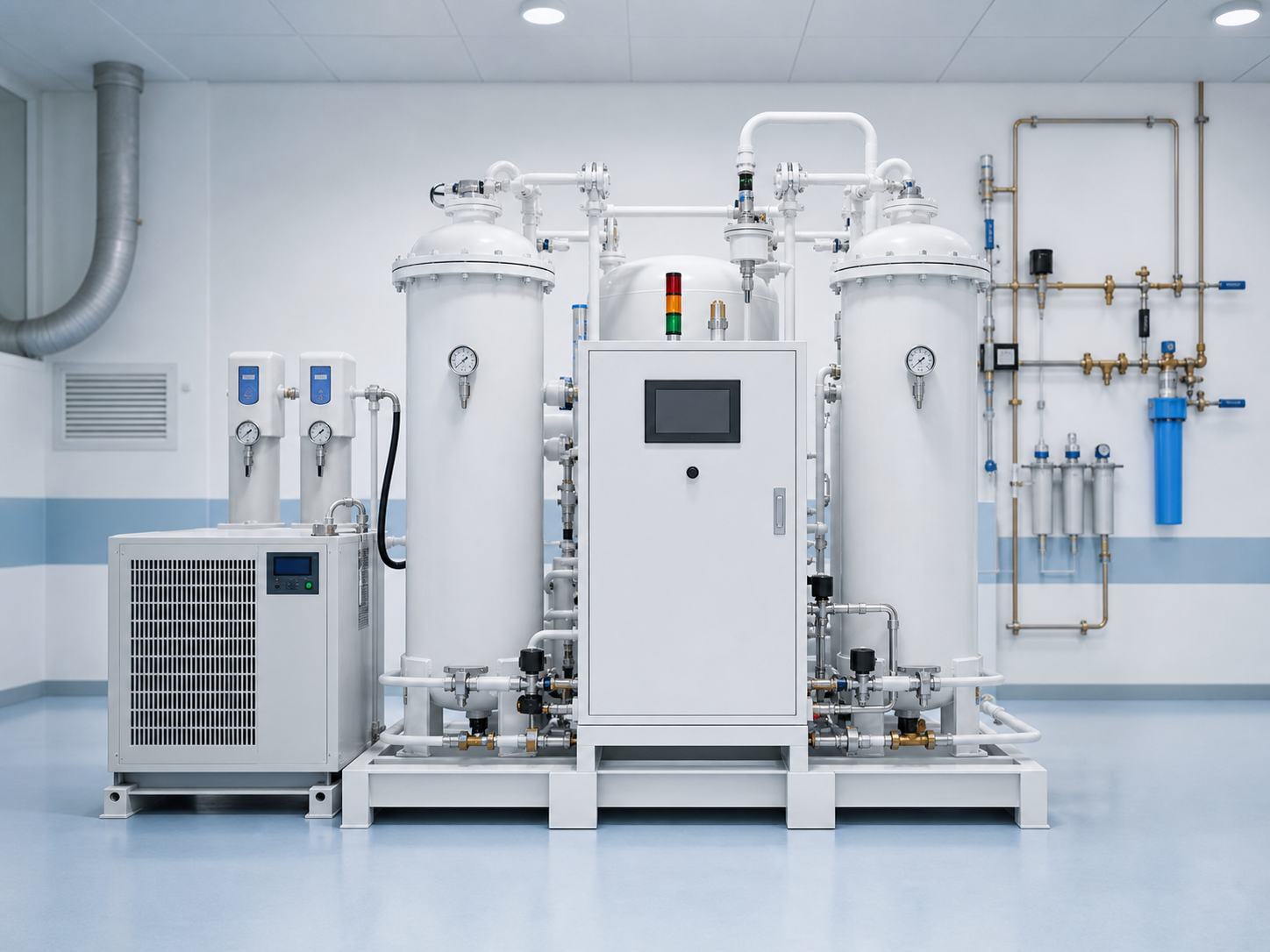 Oxygen generator system for hospital infrastructure